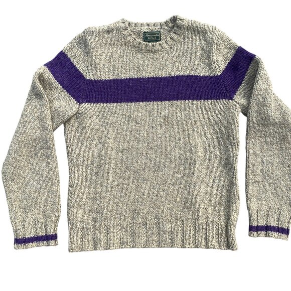 Vintage Abercrombie & Fitch Wool Sweater Purple Stripe Preppy Ski Grandpa-M - Picture 5 of 12